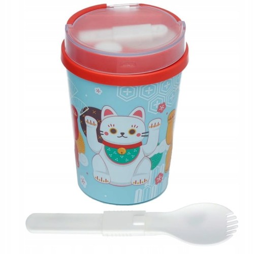 Śniadaniówka z łyżkowidelcem Maneki Neko (1).jpg